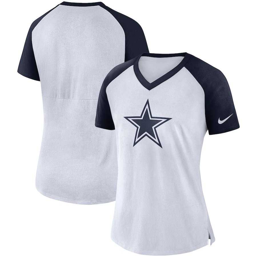Women Dallas Cowboys Nike Top V Neck T-Shirt White Navy,We sell and wholesale Women Dallas Cowboys Nike Top V Neck T-Shirt White Navy on line form chian!
